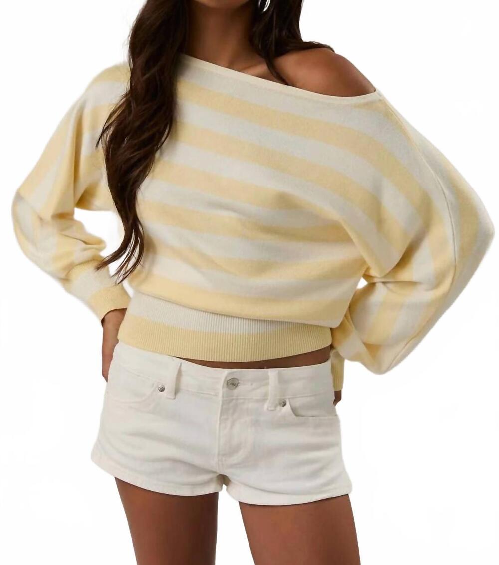 NEW LE LIS boat neck dolman sweater in yellow